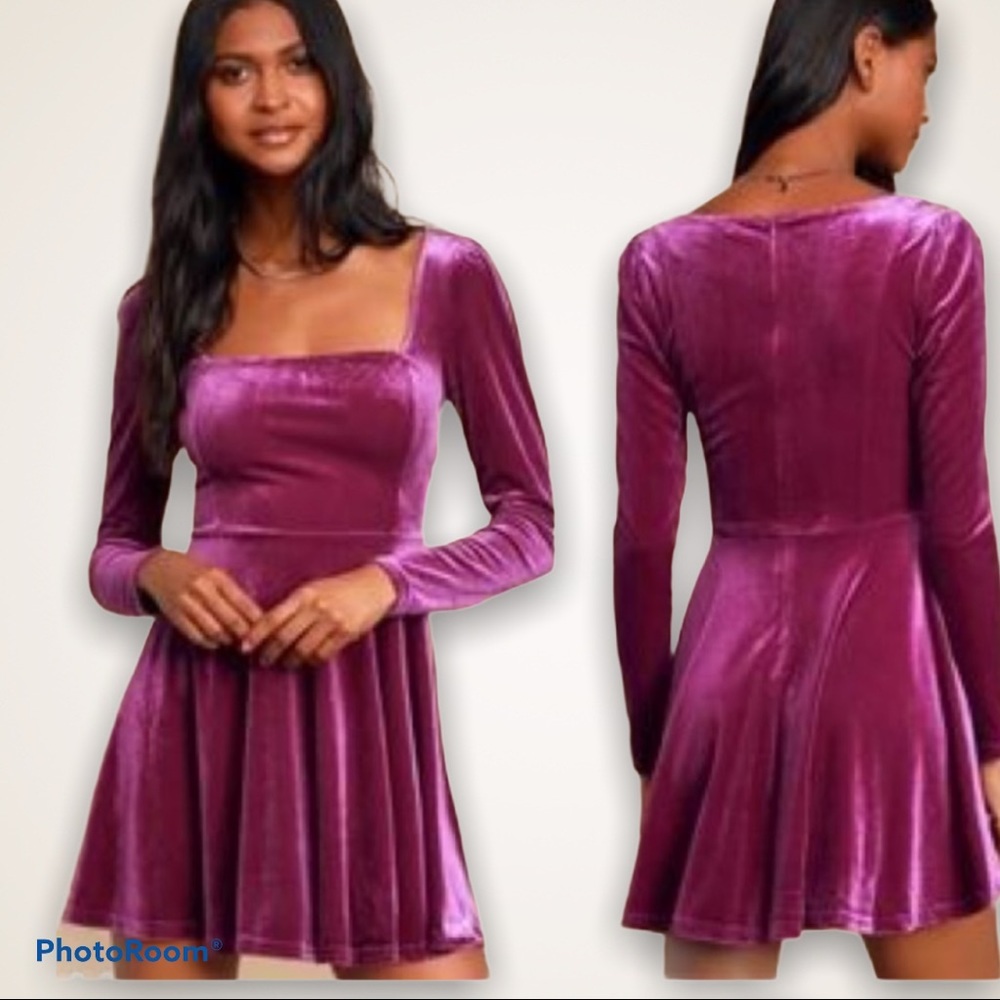 NWT LuLus long sleeve velvet MINI dress